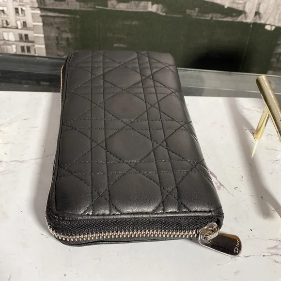 Authentic Christian Dior Cannage Leather Zippy Long Wallet - Picture 13 of 17